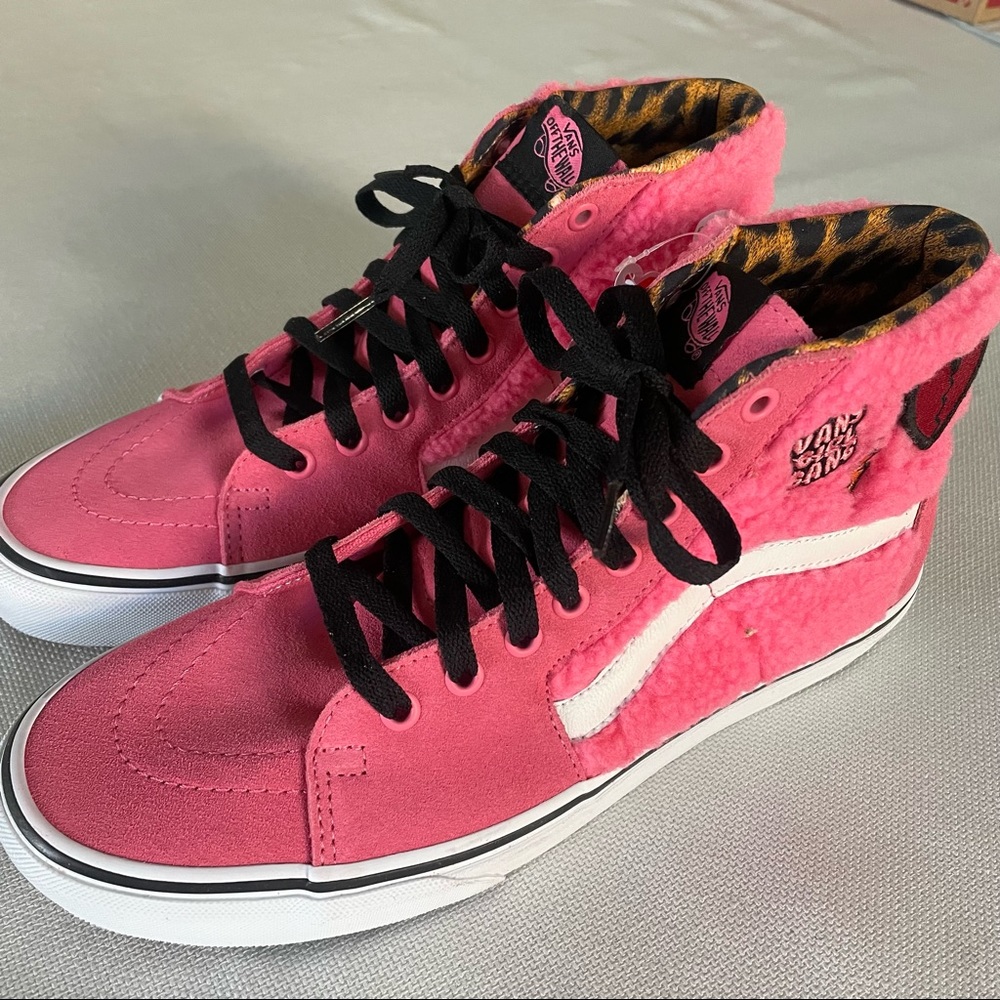 Vans SK8-Hi (Pink Suede And Sherpa) Pink Lemonade Women 10 - Picture 4 of 9